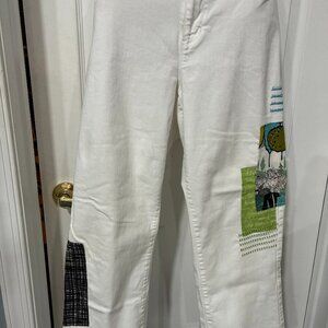 J.Jill size 14 Patched Upcycled white cropped women's jeans